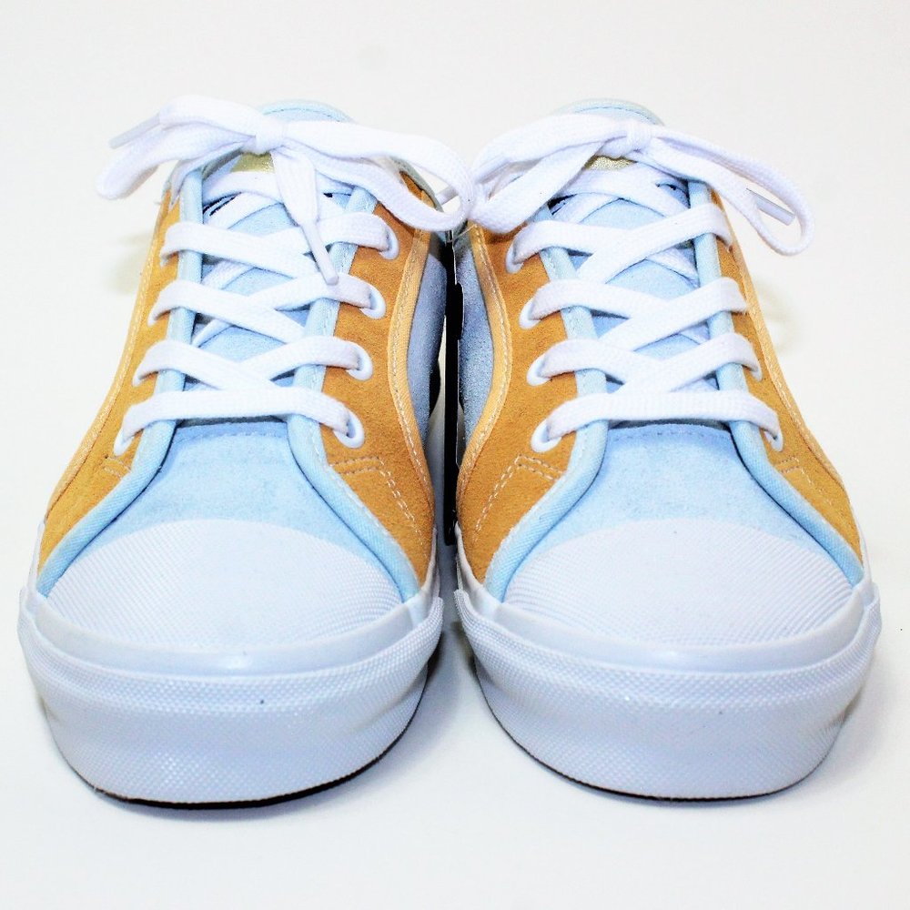 VANS Classic Rubber Cap Toe Baby Blue / Orange Suede Shoes Women's 7.5 NEW!
